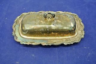 Vintage Silverplate Covered Butter Dish With Glass Insert,  Unknown Maker