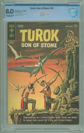Turok Son Of Stone 30 Cbcs 8.  0 Vf 1st Gold Key 1962 Nudity Panel Painted Cover