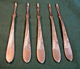 Set Of 5 Reed & Barton Cashmere 1889 Silverplated Nut Picks Rare