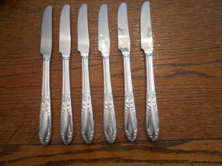 6 National Silver Plate 1951 King Edward Pattern Grille Or Viande Knives 307