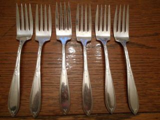 6 England Silverplate 1919 Rosemary Pattern Salad Or Dessert Forks Is 588