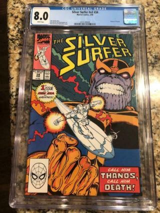 Silver Surfer 34 - Cgc 8.  0 Marvel 1990 - Return Of Thanos
