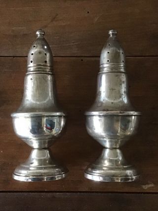 Vintage Weighted Sterling Silver 4.  5 Inches Tall Salt And Pepper Shaker Set