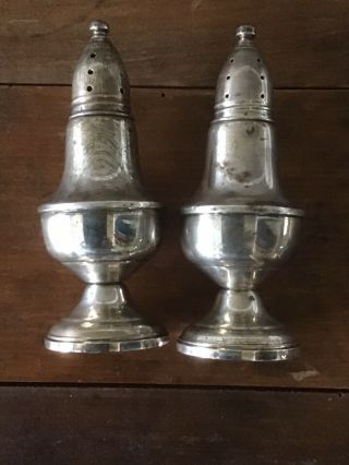 Vintage Weighted Sterling Silver 4.  5 Inches Tall Salt and Pepper Shaker Set 3