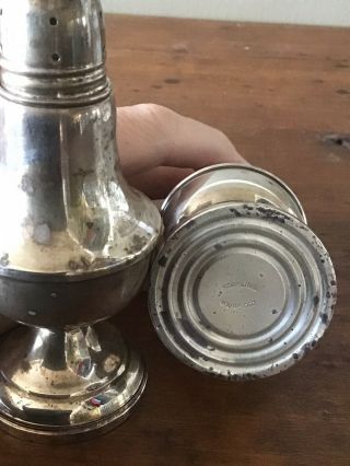 Vintage Weighted Sterling Silver 4.  5 Inches Tall Salt and Pepper Shaker Set 4