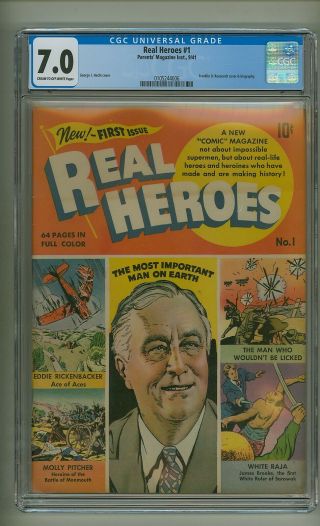 Real Heroes 1 (cgc 7.  0) C - O/w Pgs; Fdr Cover/story; Golden Age; 1941 (c 24322)