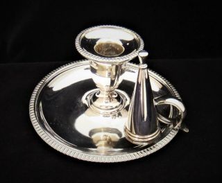 Antique Silver Plated Chamber Stick & Snuffer By William Hutton & Sons.