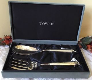 Vintage Towle Silver Plated Serving Spoon Fork Iob