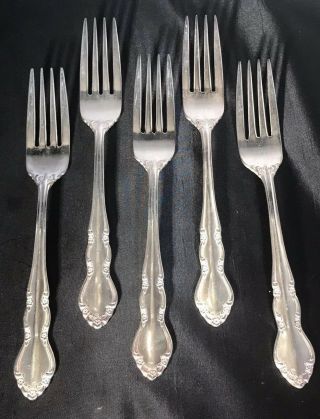 Vintage Towle Baroness Pattern Silver Plate Dinner Forks Set Of Five