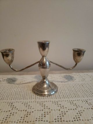 Duchin Creations Sterling Silver Weighted 3 Candle Candelabra Set 7 " Tall