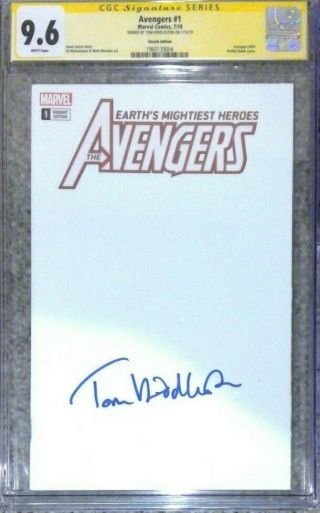 Avengers 1 Blank Cover Variant_cgc 9.  6 Ss_signed By Tom Hiddleston (loki)