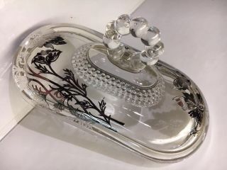 Vtg Silver City Glass Flanders Sterling Overlay Butter Dish Replacement Lid Only
