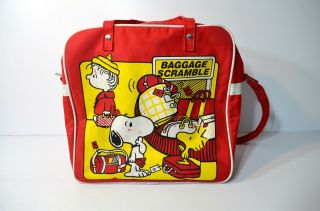Rare Vintage Snoopy Woodstock Linus Baggage Scramble Kids Travel Overnight Bag