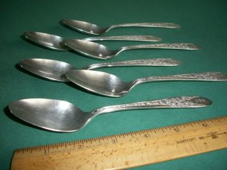 Six (6) Vintage U.  S.  N.  National Silver Co.  A1 Dinner Spoons 7” 5