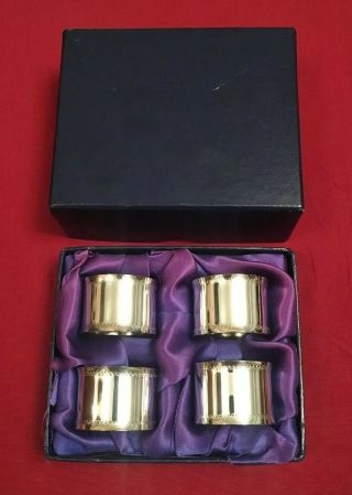 Boxed Set Of 4 Vintage Silver Plated Napkin Rings
