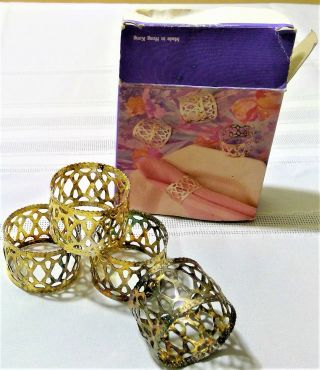 Napkin Rings Silver Plated Home Decorative Round Antique Vintage Box