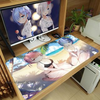 Re:zero Rem Ram Anime Large Mouse Pad Playmat Keyboard Desk Mice 60x30cm