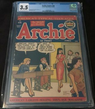 1950 Archie Comics 46 Cgc 3.  5 Golden Age Classic Cover Gga Headlights Montana