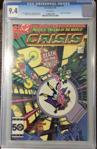 Crisis On Infinite Earths 4 Cgc 9.  4 Universal Wp Dc Comics Death Of The Monitor