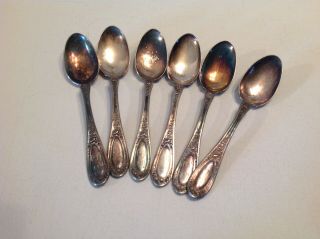 6 Silver Plate Teaspoons 1835 R.  Wallace Sectional Triple " Blossom " Pattern