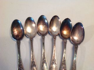 6 Silver Plate Teaspoons 1835 R.  Wallace Sectional Triple 