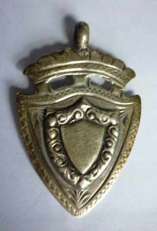 Vintage 1915/16 Sterling Silver Shield Fob/charm (not Engraved) By F.  H Adams Ltd