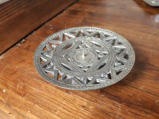 A Silver Plate? Vintage Candle Holder 4.  5 Inches Diameter  X90