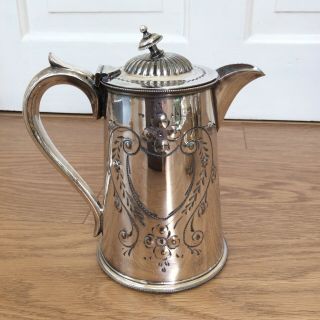 I.  S Greenberg Silver Plated Flower Decorated Hot Water / Coffee Pot