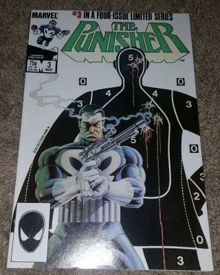The Punisher 3 Of 5 Vol.  1 Marvel Comics 1986 Limited Mini Series Book Vf,  9.  0