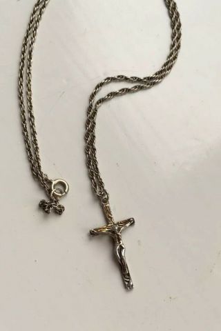 Vintage Crucifix Cross Pendant And Chain