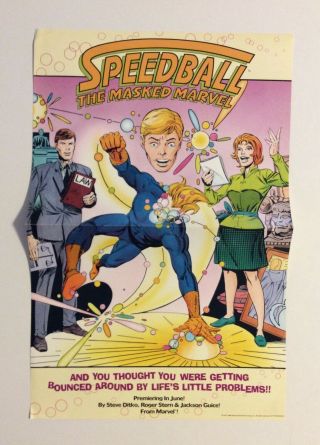 1988 Speedball Promo Poster Marvel Comics Steve Ditko,  Jackson Guice,  11 " X 17”