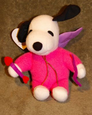 Peanuts Snoopy Cupid In Pink Plush Nwt 7 " Whitmans