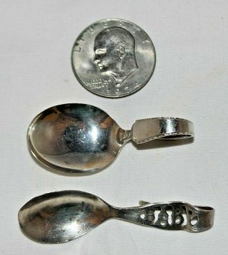Antique Baker Manchester Weidlich Sterling Silver Bent Child Baby Spoons 23.  8g