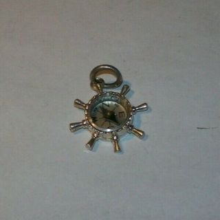 Silver Compas Pocket Watch Fob In The Shape Of A Ships Wheel