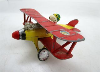 Vintage Snoopy Biplane Die Cast Metal Toy Plane Peanuts Aviva Toy Co.