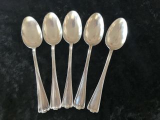 5 1847 Rogers Bros Triple Silverplate Soup Spoons Cromwell Pattern Ca.  1912