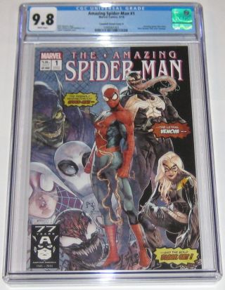 Spider - Man 1 Cgc 9.  8 Campbell Variant B,  Black Cat,  Venom 1000 Copies