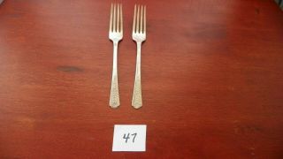 Set Of 2 Meriden Delight 1950 Dinner Forks Silver Plate