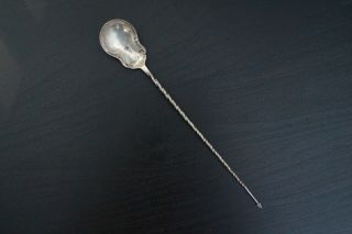 Antique Sterling Silver Turned Twist Handle Olive Spoon
