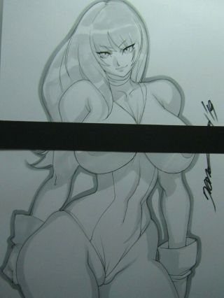 She Hulk Girl Sexy Busty Sketch Pinup - Daikon Art