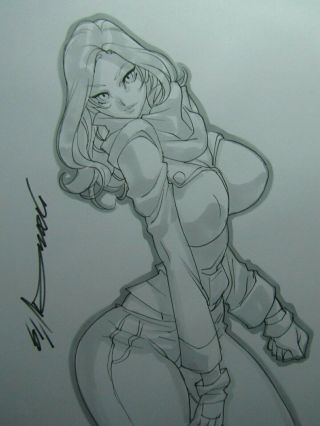 Jessica Jones Girl Sexy Busty Sketch Pinup - Daikon Art