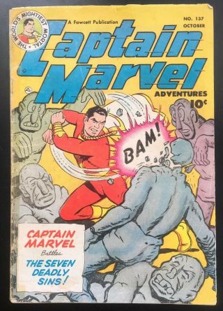 Captain Marvel Adventures 137 Vs King Kull 1952 Fine Fawcett Comic