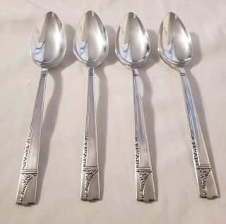 4 Vintage Caprice Nobility Plate Oval Soup Spoons Silverplate Flatware Oneida