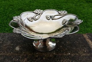 Antique Vintage Art Nouveau Silver Plate Floral Pattern Wmf - Style Serving Bowl