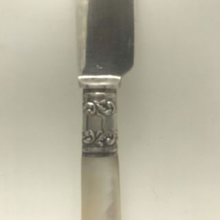 American Cutlery Knife Mother of Pearl Handle Flatware,  Sterling Bolster 4