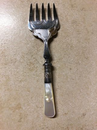 Vintage E P N S Mother Of Pearl Handle Fork