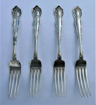 4 Antique 1865 Wm.  A.  Rogers Silver Plate Dinner Forks 1865 Wm Rogers Mfg Co.