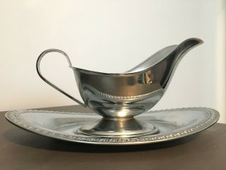 Irvinware Made In Usa Silverplate Gravy Sauce Boat With Under Plate