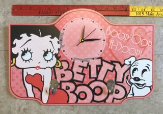 Betty Boop Wooden Clock Wall Rack With Hooks