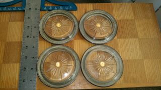 Set Of 4 Glass Coasters w/ Sterling Silver Rim Franklin Whiting and Co.  04 5